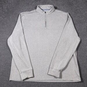 Johnnie-O Hanks Sweater Mens Large Gray Quarter Zip Pullover Casual Knit Fleece